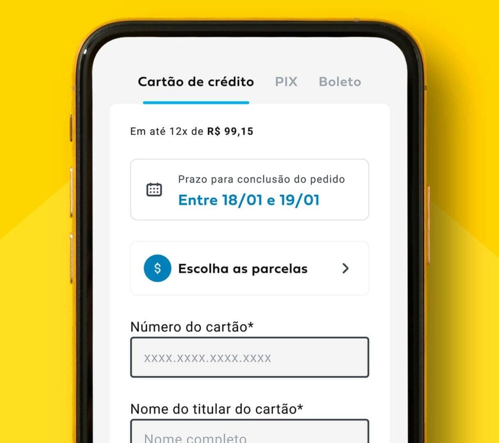 tela de celular com o app Gringo