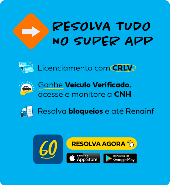 Banner sobre pagar o licenciamento 2025 pelo celular. Resolva tudo no super app, licenciamento 2025 e CRLV.