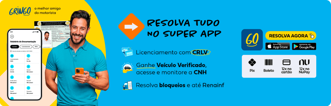 Banner sobre pagar o licenciamento 2025 pelo computador. Resolva tudo no super app, licenciamento 2025 e CRLV.