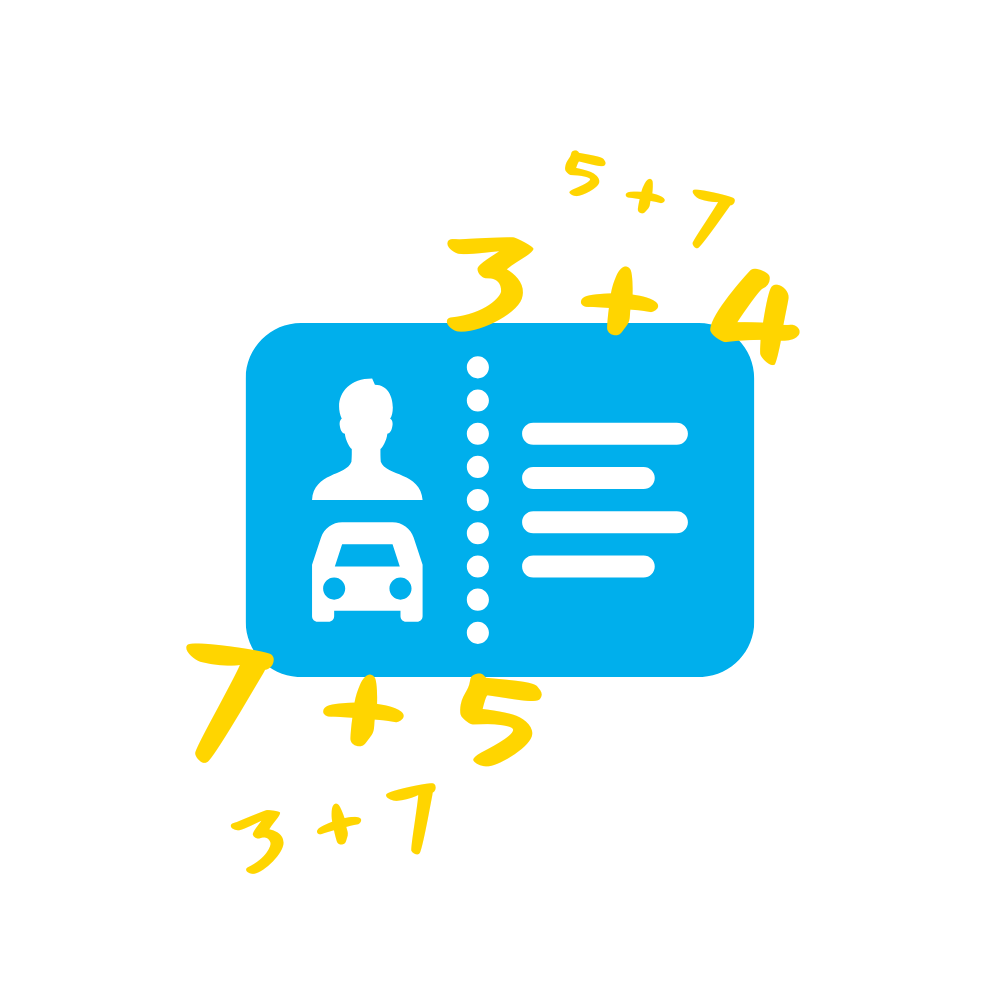Ilustração de uma CNH com pontos anotados ao redor, representando os pontos na cnh por multas de trânsito.