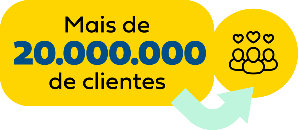 Ícone evidenciando que o Gringo tem mais de 20 milhões de clientes.