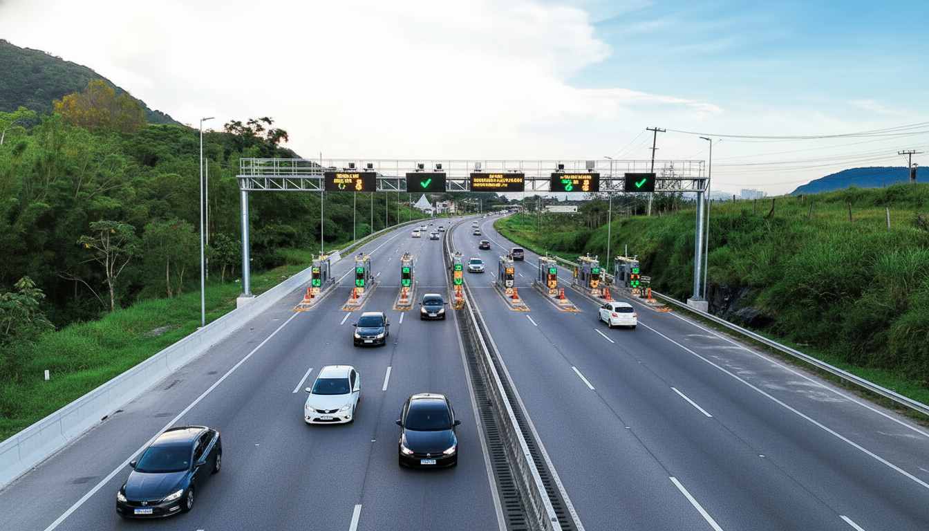 Carros passando por um Freeflow