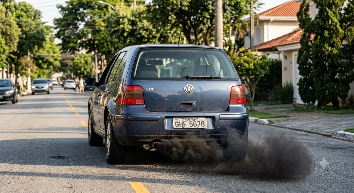 Fumaça preta no escapamento pode indicar excesso de combustível ou falhas no motor.