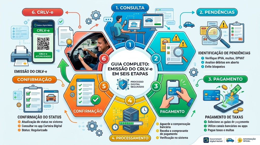 Motorista consulta o CRLV-e e o licenciamento do veículo pelo celular