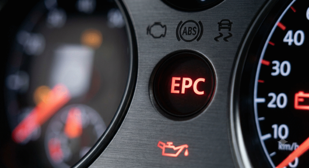 A luz EPC acesa indica que o gerenciamento eletrônico de potência detectou uma falha que pode afetar a resposta do motor.