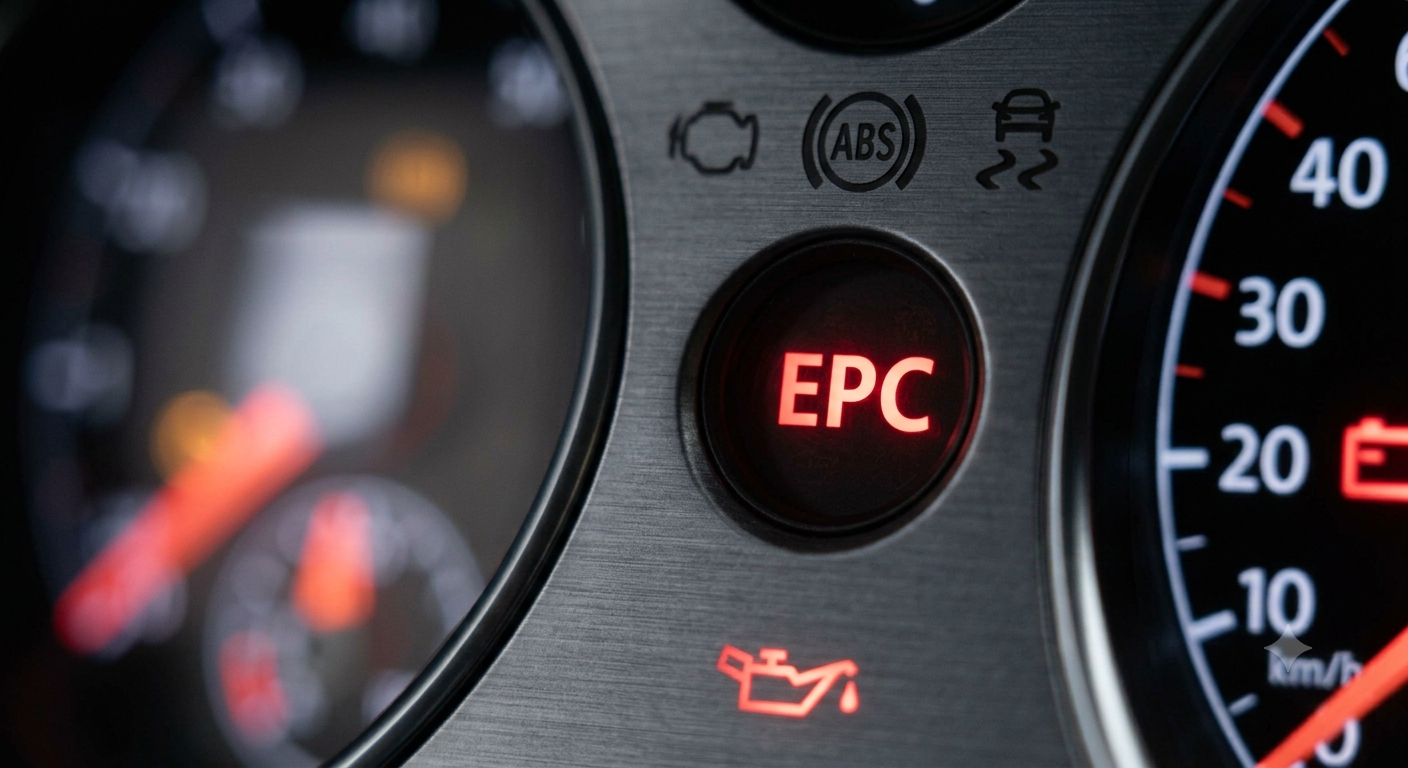 A luz EPC acesa indica que o gerenciamento eletrônico de potência detectou uma falha que pode afetar a resposta do motor.
